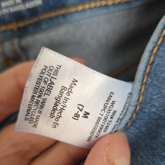 Wonder Nation Blue Kids Jeans with Pink Floral Embroidery - Picture 6 of 10